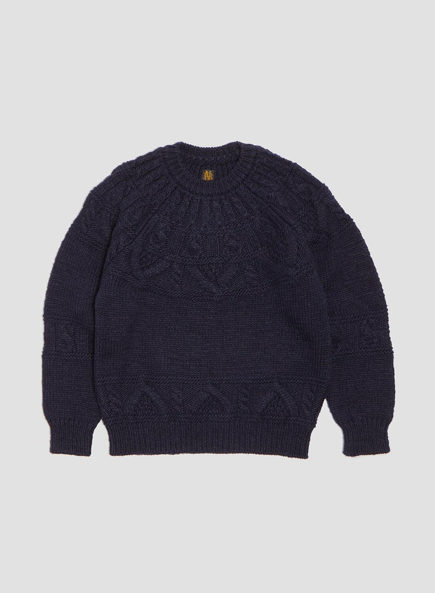 Batoner Spread Alan Crew Neck Jumper in Navy