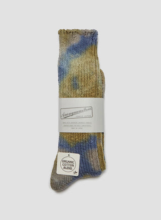 Anonymous Ism L/G Organic Cotton Crew Sock in Khaki/Dark Indigo