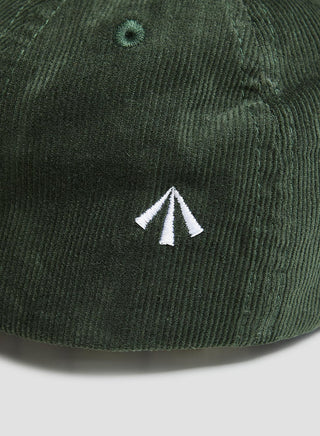 Corduroy Embroidered Cap in Dark Olive