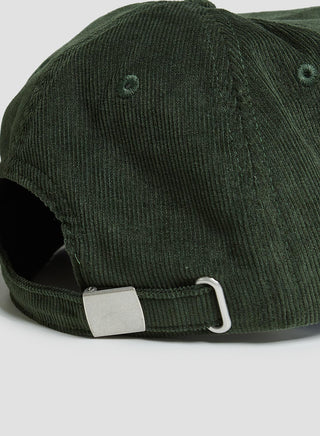 Corduroy Embroidered Cap in Dark Olive