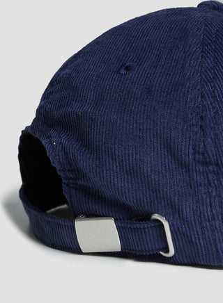 Corduroy Embroidered Cap in Navy