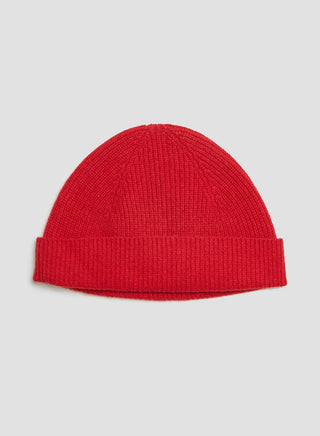 Lambswool Beanie in Vermilion Red