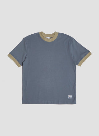 Nigel Cabourn x Sunspel Relaxed Heavyweight Supima Ringer T-Shirt in Slate Blue