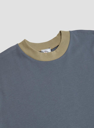 Nigel Cabourn x Sunspel Relaxed Heavyweight Supima Ringer T-Shirt in Slate Blue