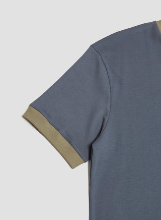 Nigel Cabourn x Sunspel Relaxed Heavyweight Supima Ringer T-Shirt in Slate Blue