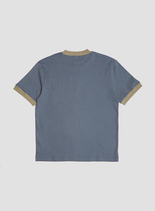 Nigel Cabourn x Sunspel Relaxed Heavyweight Supima Ringer T-Shirt in Slate Blue