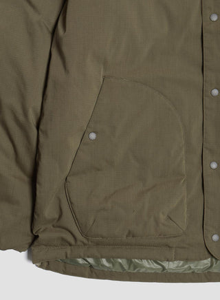 Nanga Hinoc Ripstop Inner Down Cardigan in Army Green