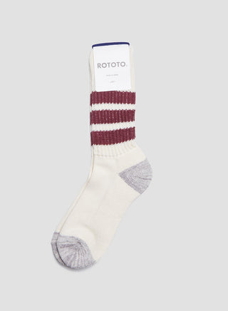 Rototo Coarse Ribbed Oldschool Crew Sock in Bordeaux