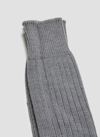 Ribbed Wool Crew Sock in Light Grey