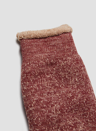 Rototo Double Face Crew Sock in Dark Red/Brown