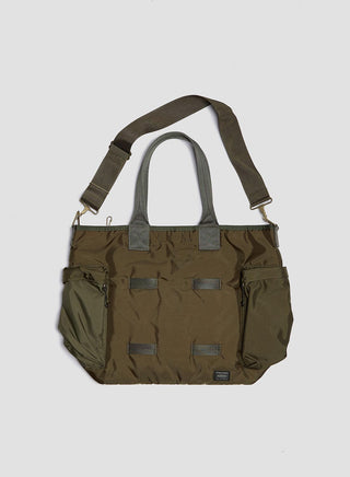 Porter Yoshida & Co Force 2Way Tote Bag in Olive Drab