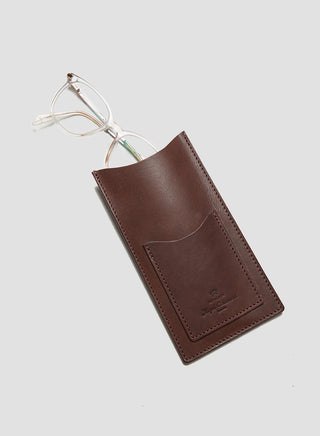 Pencil Case & Glasses Case Set in Dark Brown