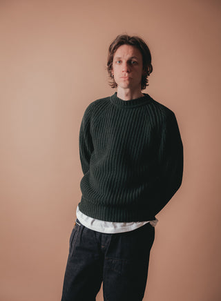 Fisherman Sweater in Conifer Green