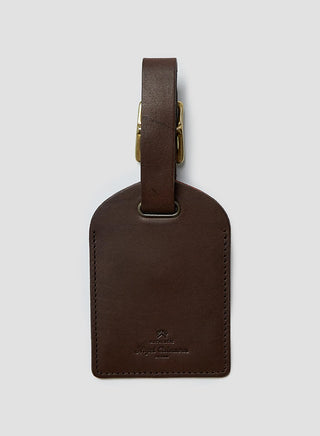 Leather Luggage Tag in Dark Brown