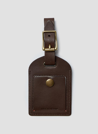 Leather Luggage Tag in Dark Brown