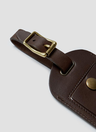 Leather Luggage Tag in Dark Brown