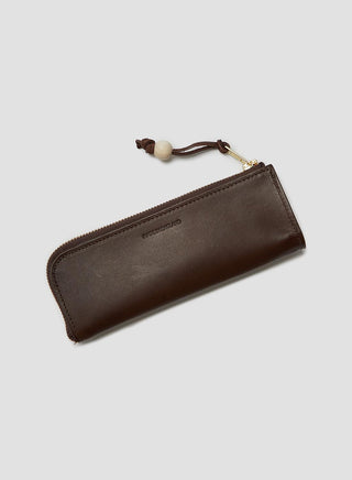 Leather Pencil Case in Dark Brown