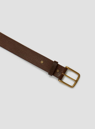 Stud Detail Belt In Brown Leather