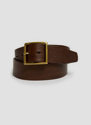 Window Buckle Belt In Brown Leather