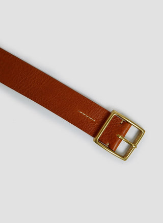 Window Buckle Belt In Tan Leather