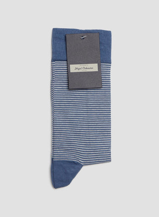 COTTON NYLON SOCKS STRIPE GREY/ECRU